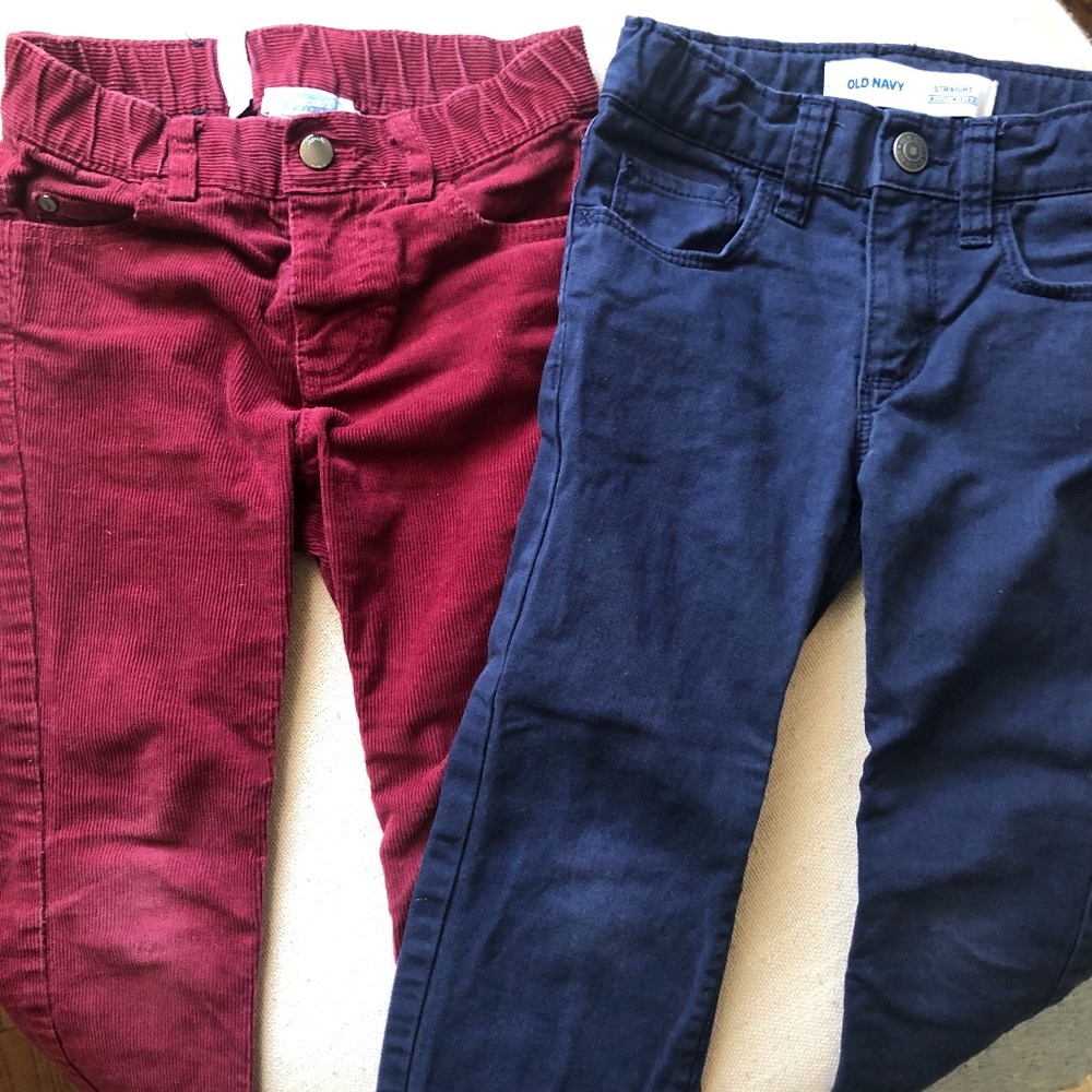 Pants for 3 or 4 year old - maroon burgundy corduroy jacadi & old navy slacks